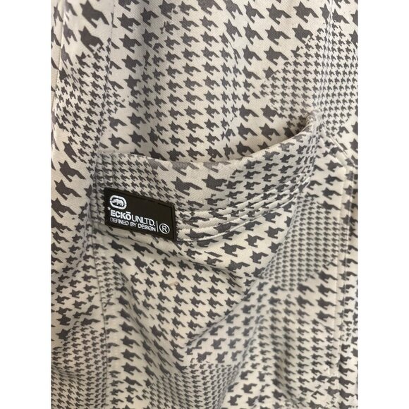 Ecko Unltd 2XL Houndstooth Jacket Y2K‎ Cyber Punk Cream Brown Full Zip - Picture 3 of 8